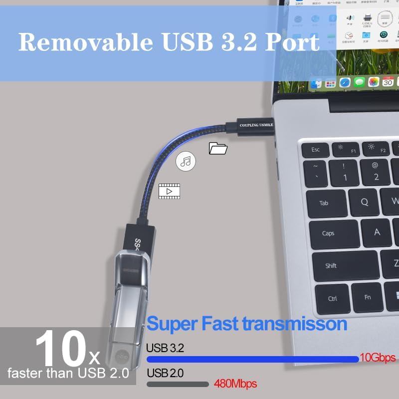 COUPLING USMILE USB C to USB 3.2 Adapter [2pcs Black], Transfer up to 10Gbps, Type C to USB(Male-Female OTG Cable USBC to USB Adapter Compatible…