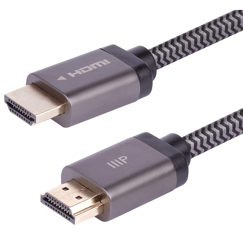 Monoprice 8K Certified Ultra High Speed HDMI Cable - Braided - HDMI 2.1, 8K@60Hz, 4K@120Hz, 48Gbps, HDR, VRR, CL2 In-Wall Rated, 6ft, Black - 5 Pack