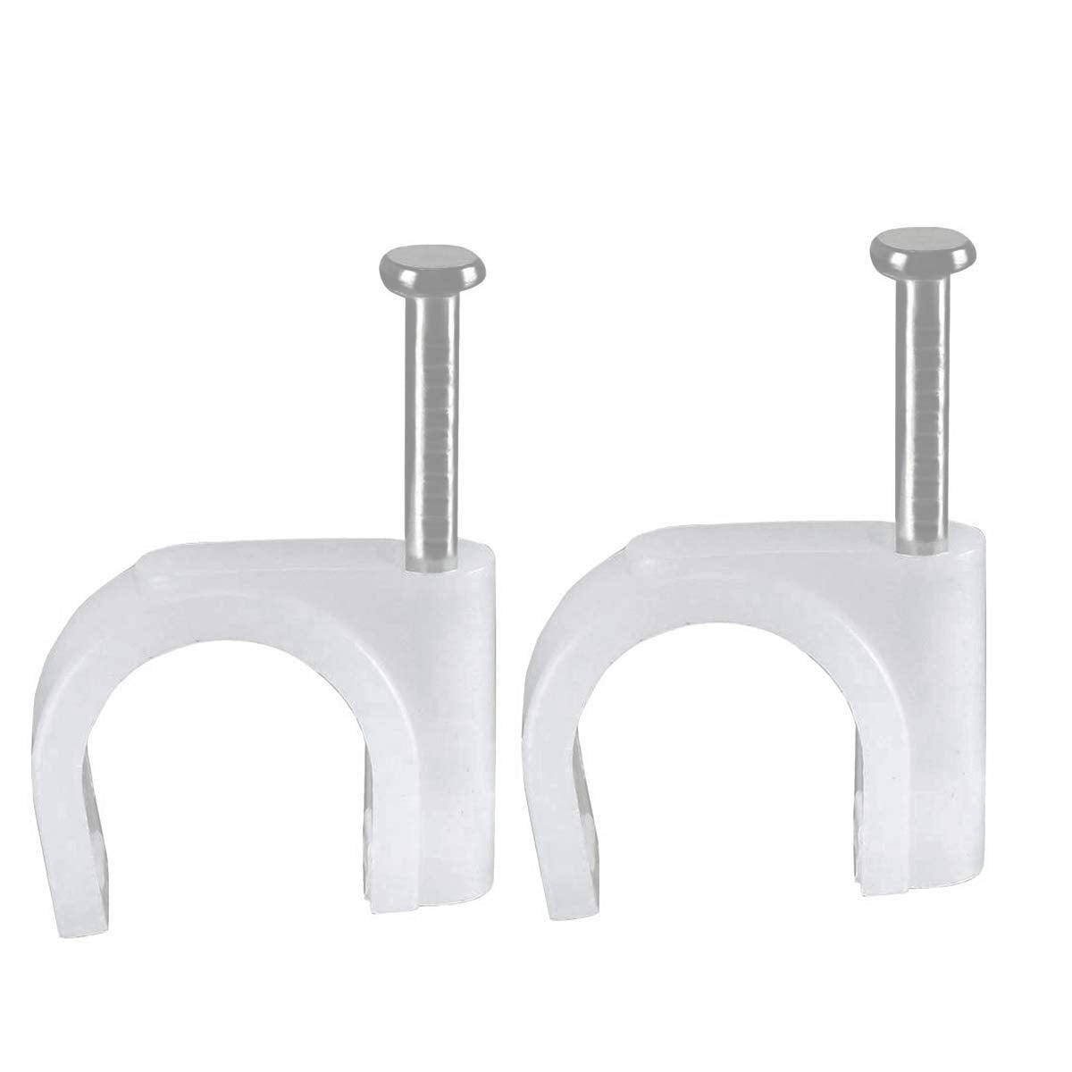 100PCS- 25mm Diameter Cable Clip - PVC Material - White - with Nails - Durable, Helps Organize coaxial Cable, Ethernet, Other Power Cords.?25mm?