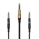 MEZE AUDIO | 1.2m Cable with Mic & Remote for 99 Classics Walnut Gold | 3.5 mm Male to Dual TS Mono 3.5mm Male Connector Plug | Kevlar Reinforced…