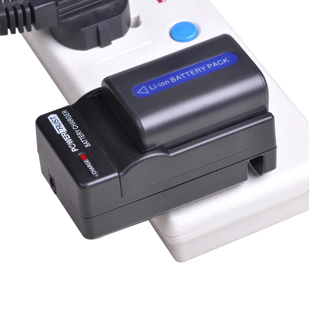 PowerTrust 2-Pack NP-FM50 NP FM50 Battery and Fast Charger for Sony NP-FM30 NP-FM51 NP-QM50 NP-QM51 TRV280 TRV350 TRV250 TRV19 TRV22 TRV27 TRV33
