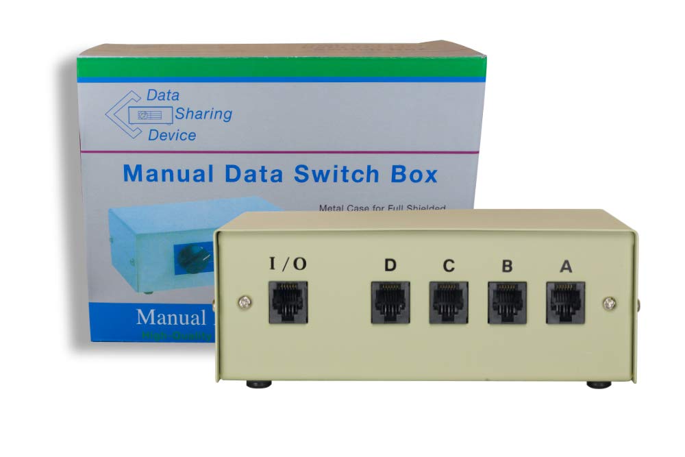 Cablelera ZDMNEEA7-4 4-Way RJ11 Female ABCD Manual Data Switch