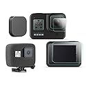 WH1916 Windscreen Foam + Lens & LCD Glass Screen Protector Film + Lens Cap Compatible for GoPro Hero 8 (Black Only) Action Camera (6 Pack)