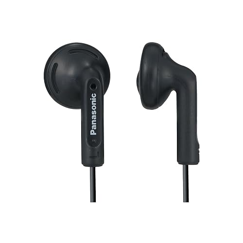 Panasonic Stereo Earbud Headphones with Comfortable, Clear, and Powerful Sound. Includes 3.9 ft Cord with Miniplug 3.5mm Headphone Jack - RP-HV096-K