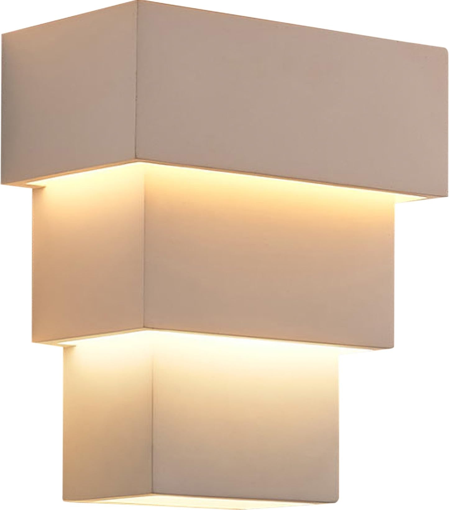 Lucande White Wall Sconce, Paintable Plaster Wall Light Fixture with 3 Tier Waterfall Design, Indoor Hardwired Wall Lamp for Living Room Decor Hallway