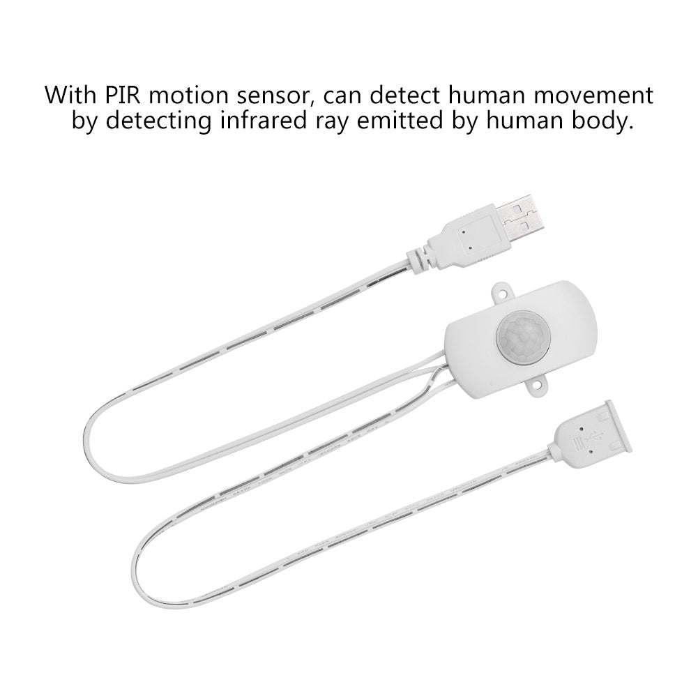 fosa LED PIR Motion Detectors Mini PIR Infrared Motion Sensor Detector Automatic DC 5-24V 4A LED Strip USB Interface (White)