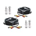 50 Feet BNC Video Power Cable BNC All-in-One Extension Security Camera Cable Wire Cord for CCTV Camera DVR Surveillance System Pack of 2