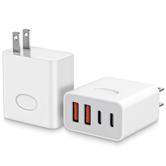 USB C Charger Block for iPhone 17 Fast Charging,2Pack Apple Charger Block 40W USB C + USB A Charging Prot Multiport Brick Type C Adapter for iPhone