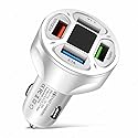 Alanph 66W Multi Port Car Charger Adapter with Voltage Monitor, 4 USB QC3.0 Super Fast Charge Cigarette Lighter USB Charger, Compatible