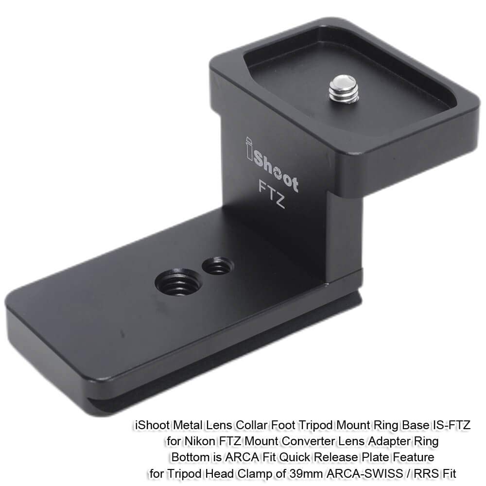 iShoot Lens Collar Replacement Foot Tripod Mount Ring Base Compatible with Nikon FTZ Mount Converter Lens Adapter Ring, Lens Support Holder with Arca