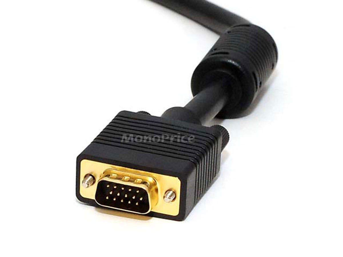 Monoprice Super VGA Cable - 50 Feet - Black | Male to Female with Ferrites for in-Wall Installation | Gold Plated, CL2 Rated