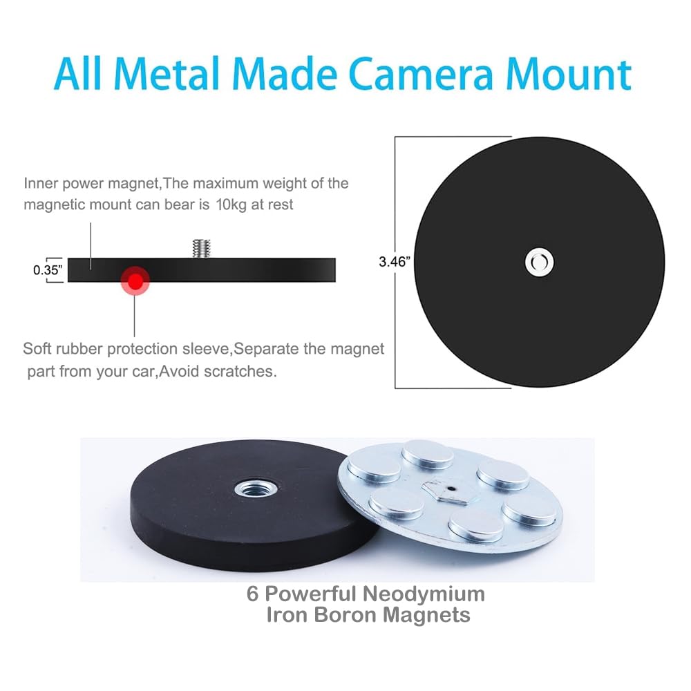 PellKing Magnetic Camera Mount Compatible with Osmo Pocket 3,with Pocket 3 Border Frame Angle Adjustable Super Strong Rubber Coating Magnet for Car