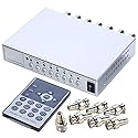 UHPPOTE 4 Channel Color Quad System Video Splitter CCTV DVR Camera Processor Remote Control with 7 BNC Adapter