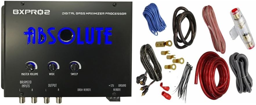Absolute USA BXPRO2 Epicenter Digital Bass Maximizer Processor with Dash Mount Remote Control & 4Gauge Amp Kit