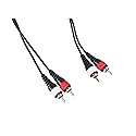 Rockville RCDR10B 10ft Dual Mono Right Angle RCA to Straight RCA Patch Cable, 100% Copper, Nickel-Plated Connectors, Durable Design, High-Fidelity