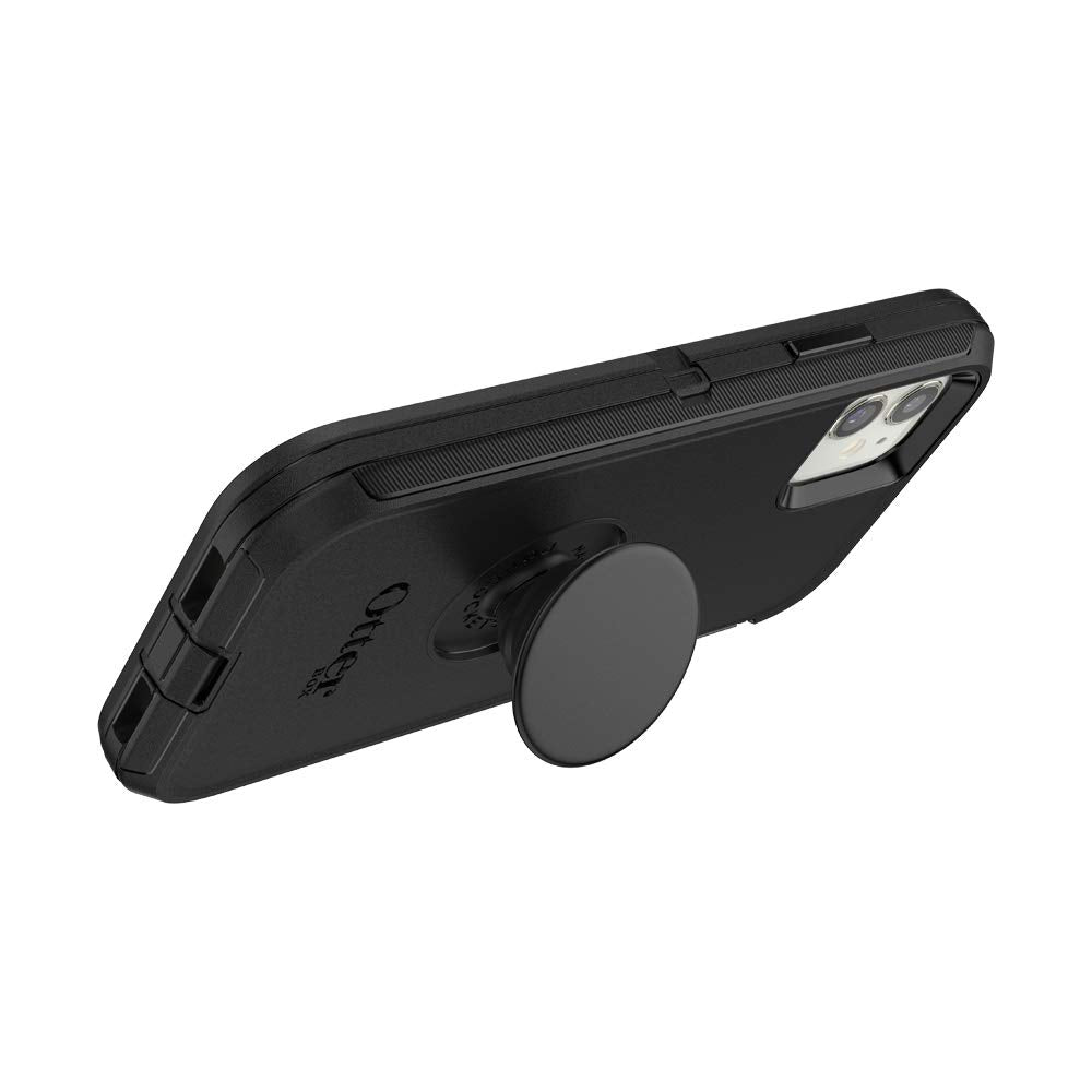 Otter + Pop for iPhone 11: OtterBox Defender Series Case with PopSockets Swappable PopTop - Black and Aluminum Black