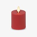 Luminara Outdoor Votive Flameless LED Candle, Cherry Red 2" x 3.2", Moving Flame Battery Operated Timer Remote Ready IPX4 Matte Plastic Finish