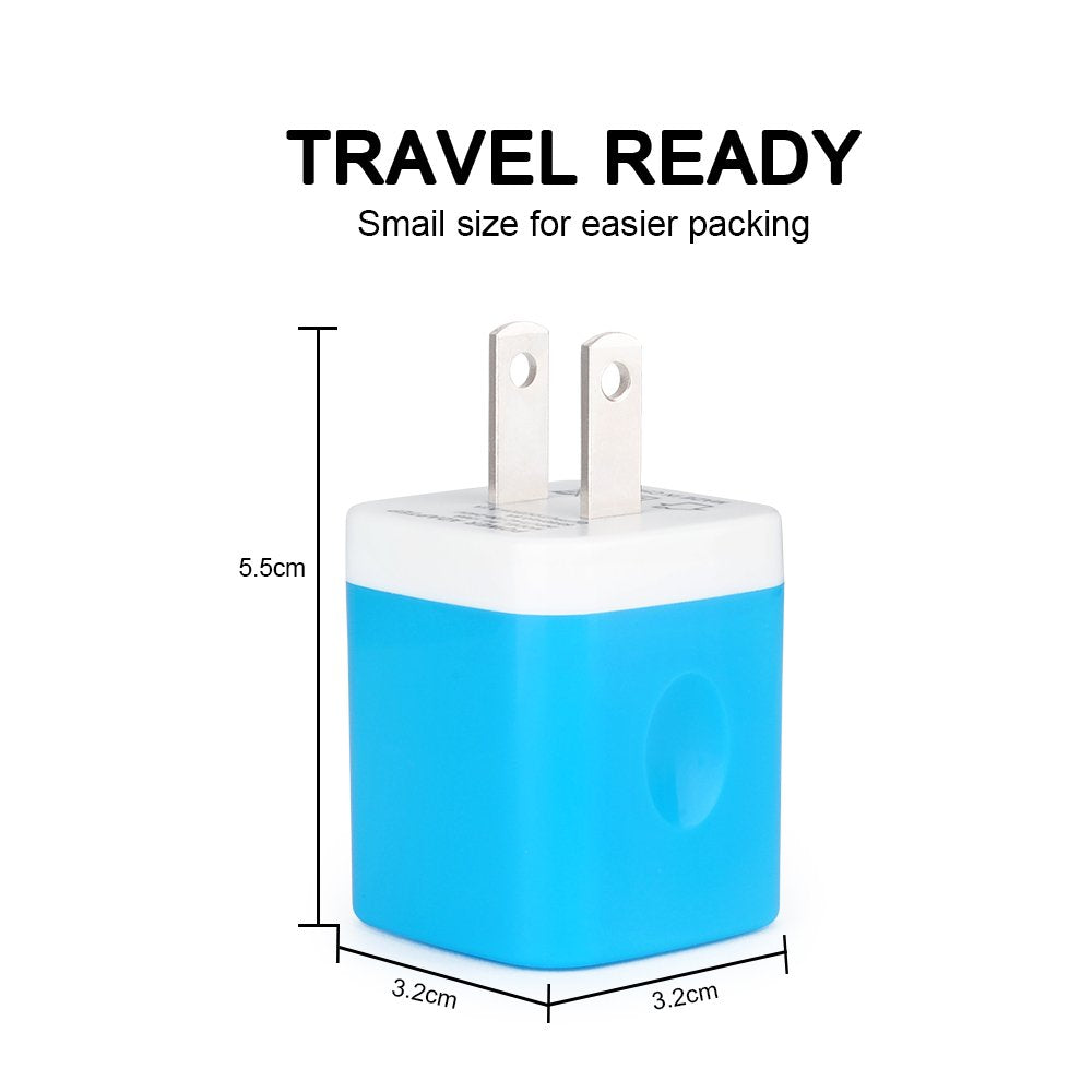 Wall Charger, Sicodo 3-Pack Dual Port USB Home Travel Wall Charger Plug Compatible with iPhone 17,16,15,14,13, SE,12, 11Pro Max, Plus, Mini, Samsung
