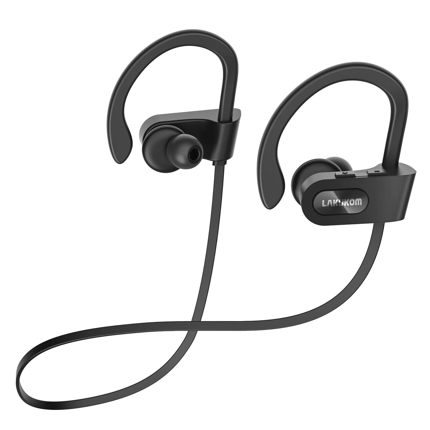 Lakukom Bluetooth Headphones, Deep Bass Wireless Running Headphones w/16 Hrs Playtime, Bluetooth Earbuds in-Ear w/Earhooks, IPX7 Waterproof Sports