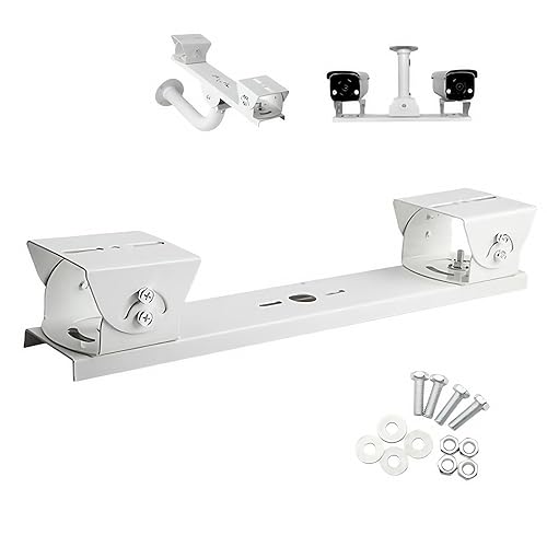 FINXRoll Metal Steel One to Two Horizontal Cross Bar Dual Camera Mount Bracket Extension Bar Horizontal Arm Security Camera Mount Holder for Double