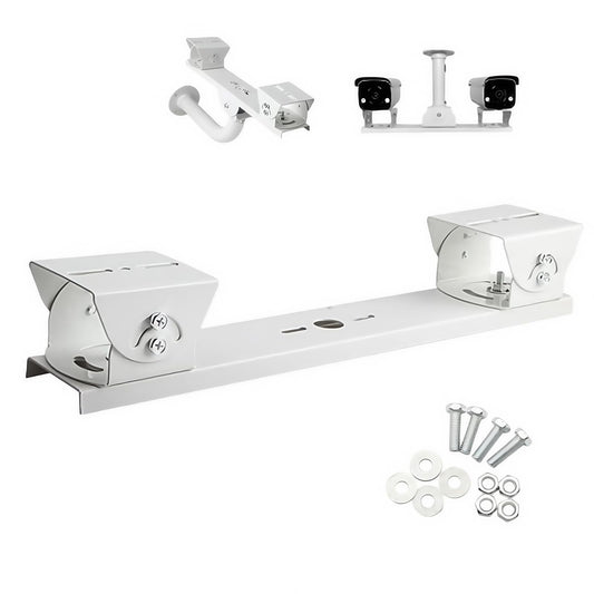 FINXRoll Metal Steel One to Two Horizontal Cross Bar Dual Camera Mount Bracket Extension Bar Horizontal Arm Security Camera Mount Holder for Double