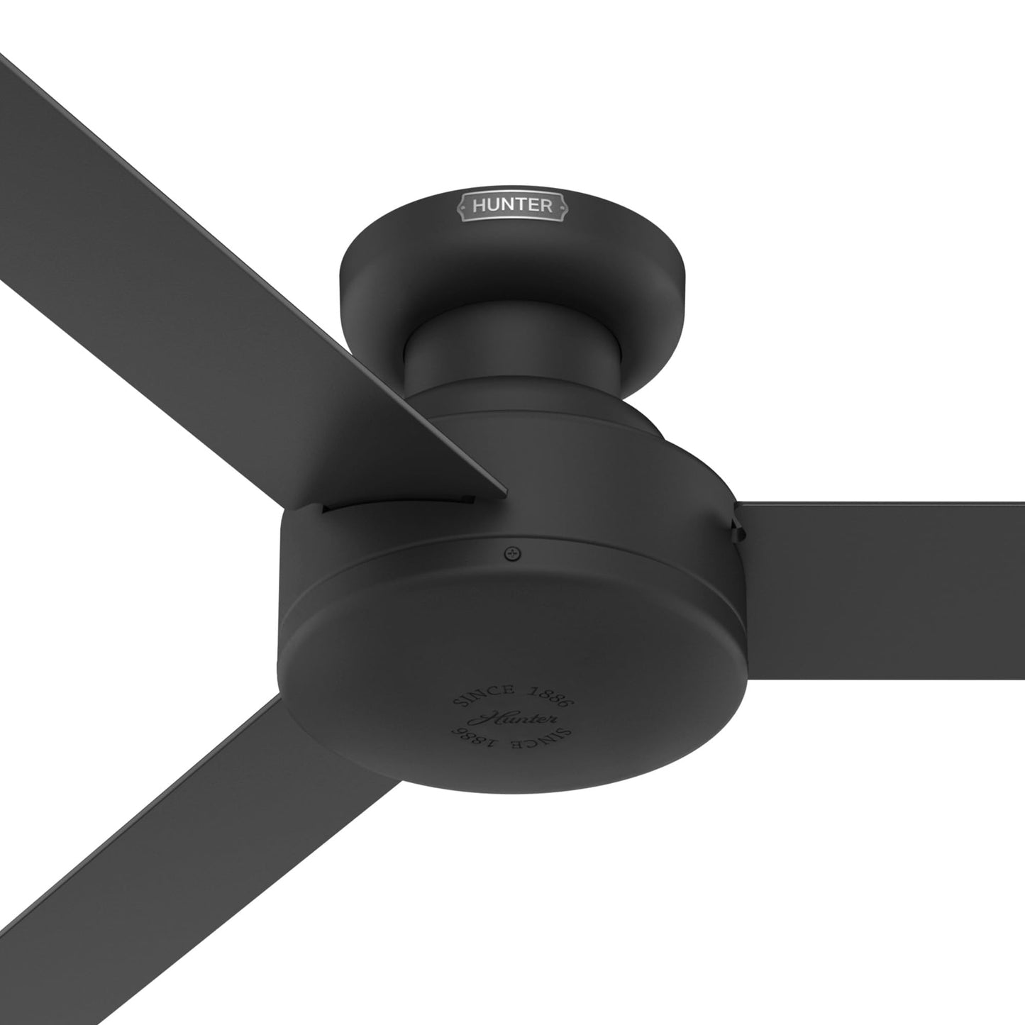 Hunter Fan 52 inch Indoor Ceiling Fan with No Light, Low Profile Flush Mount Black Ceiling Fan, 3 Blades, For Kids Room, Home Office, Living Room or