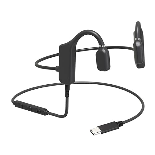 GZCRDZ Type C Wired Bone Conduction Earphones with Open Ear Microphone Compatible with Mobile Phones, Computers, and Tablets