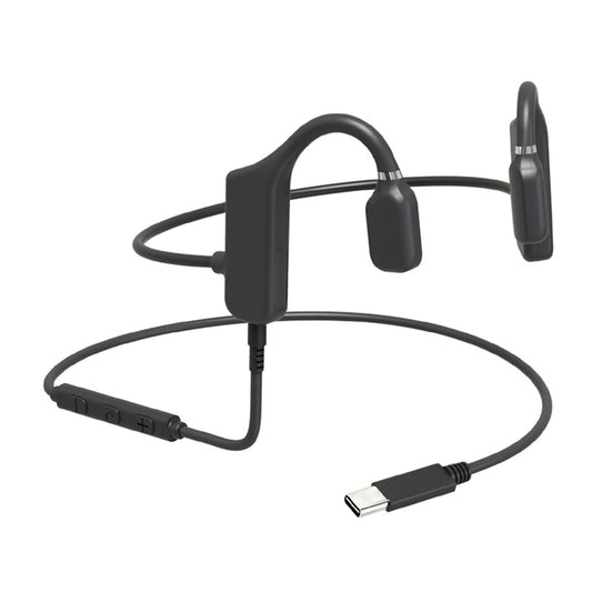 GZCRDZ Type C Wired Bone Conduction Earphones with Open Ear Microphone Compatible with Mobile Phones, Computers, and Tablets