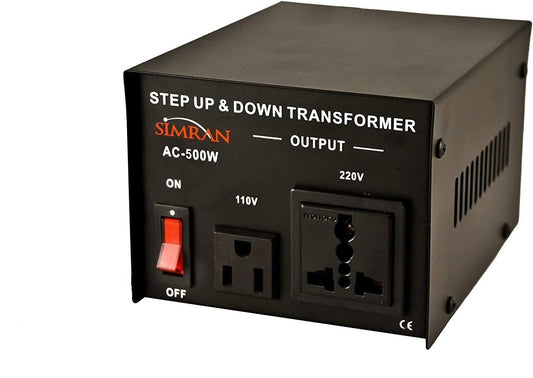 Simran AC-500 Step Up/Down Voltage Converter Transformer 110V/220V with Fuse Protection - 500 Watts