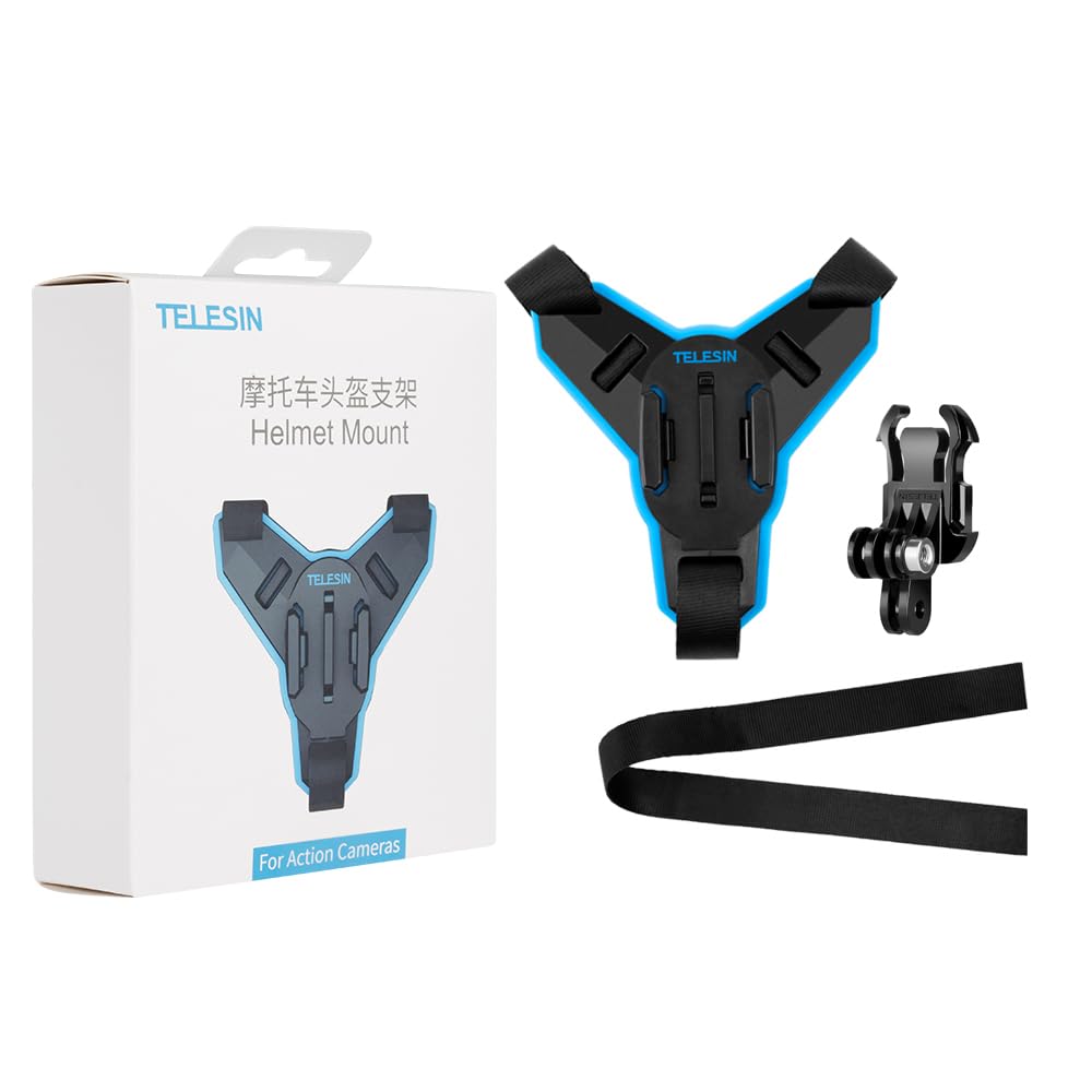 TELESIN Helmet Mount Chin Strap Clamp Attachment Motocycle Dirt Bike Holder Clip Accessories for GoPro Max Hero 12 11 10 9 8 7 6 5 Insta360 X3 GO3 Ace