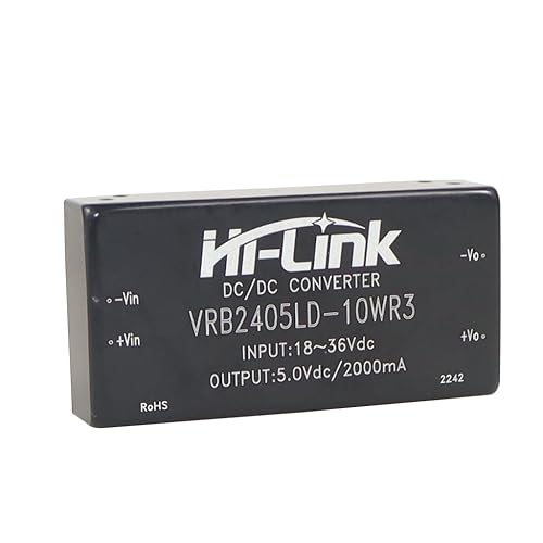 HI-Link 24V to 5V 10W 2000mA DC to DC Isolated Power Module 5v/12v/15v/24v DCDC Switching Power Module (10D2405B,1 Pcs)