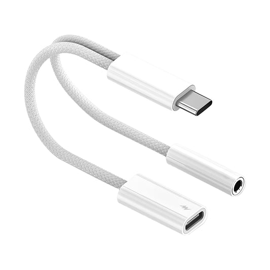 USB C to 3.5mm Headphone and Charger Adapter, 2-in-1 USB Type C to Aux Jack Dongle Cable with PD 60W Fast Charging for iPhone 15 16 17 Pro Max