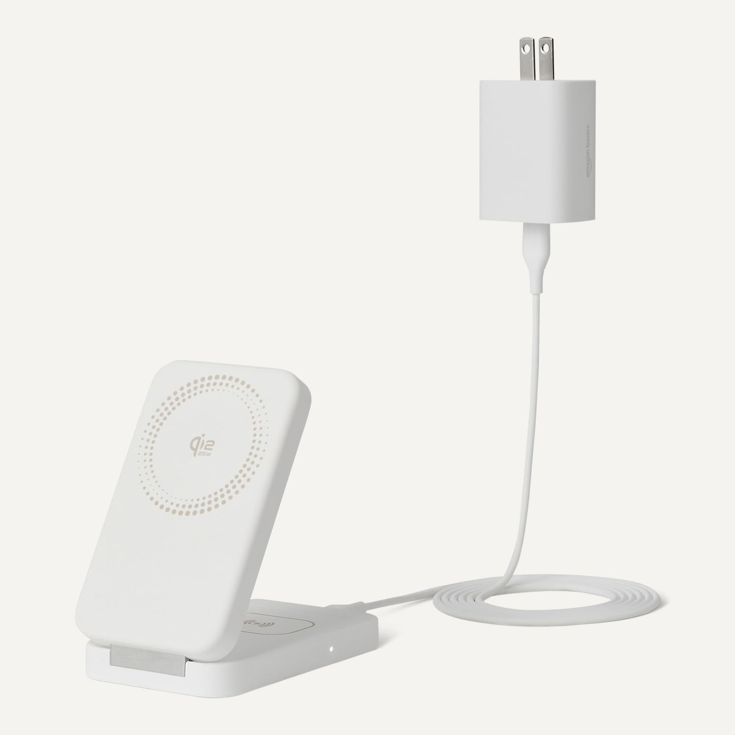 Amazon Basics MagSafe Compatible Wireless Charging Station, 25W Max. Fast Charging Qi2.2 Certified 2-in-1 Charger, Foldable Stand for iPhone