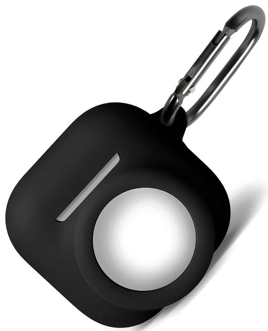 Geiomoo 2 in 1 Silicone Case for Air Pods 4, Protective Cover with Carabiner (Black)