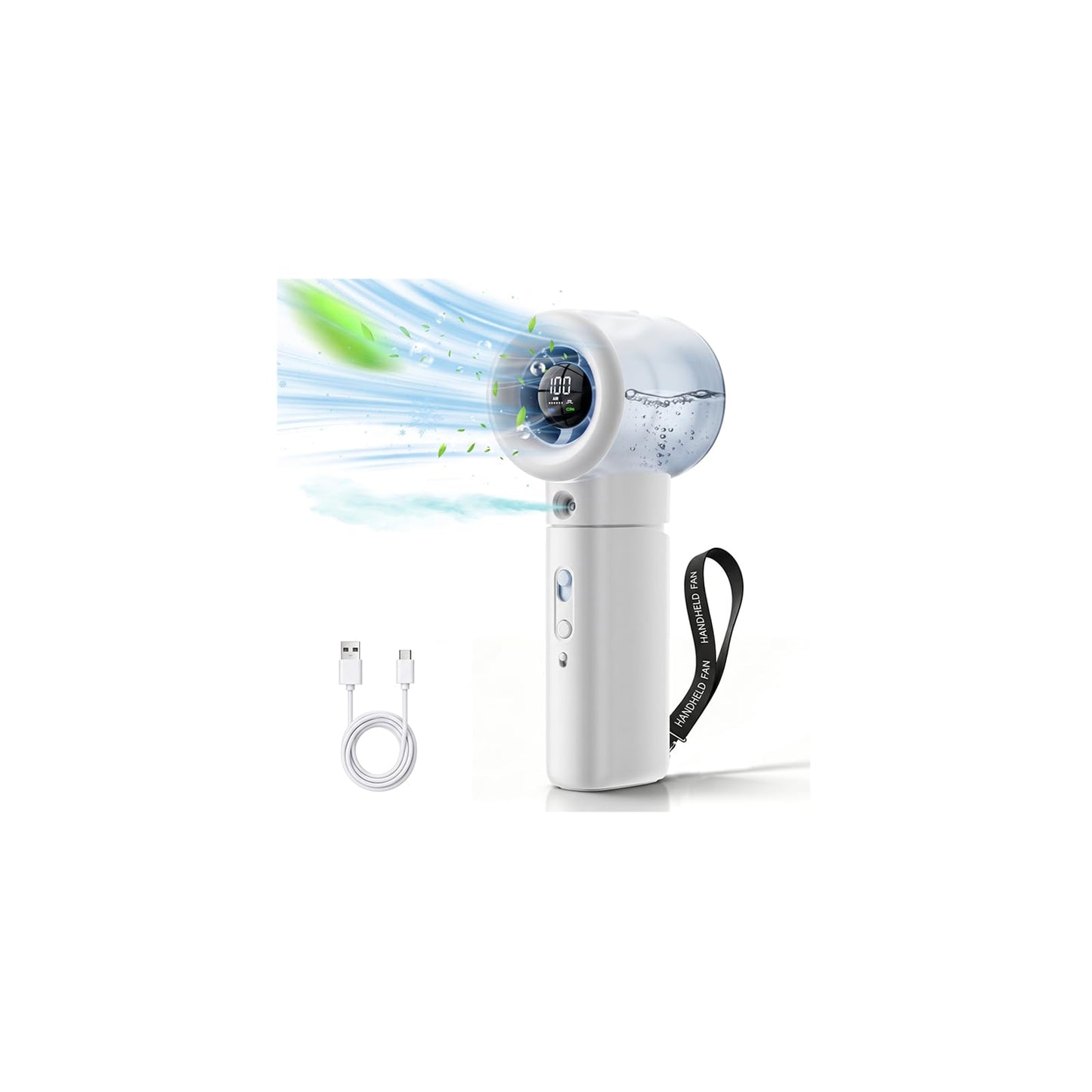 Portable Handheld Fan with Misting, Battery Powered Rechargeable Fans
