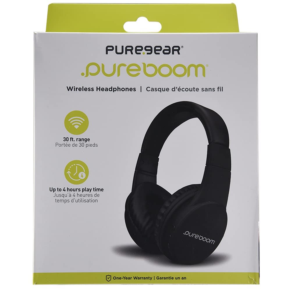 PureGear PureBoom Bluetooth Wireless Headphones, Hi-Fi Stereo Foldable Headset for iPhone/Android Phones/TV/Laptops, Adjustable Padded Headband, Soft…