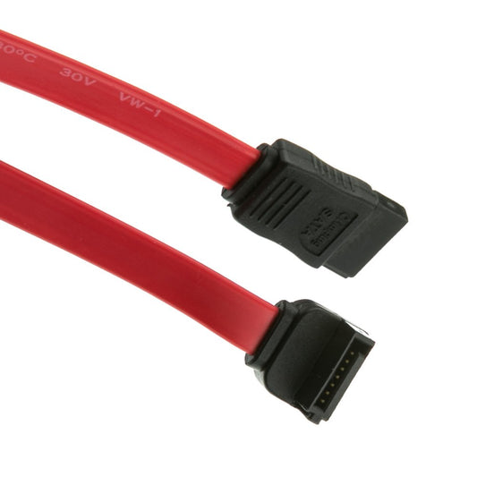 CableWholesale 1.5 Feet Serial(ATA) Cable, SATA to 90 Degree Right Angle SATA Connector, Single Right Angle SATA Cable, 26 AWG, Red, eSATA Male
