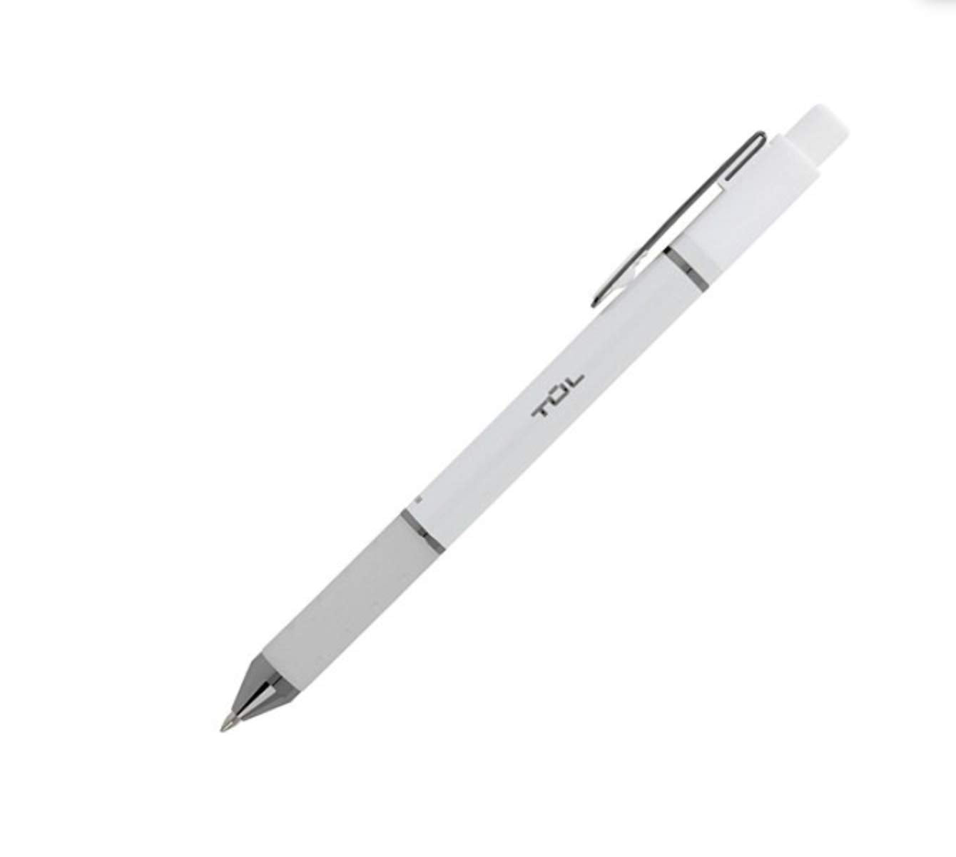 TUL Retractable Gel Pens, Limited Edition, Sunset Shades, Medium Point, 0.7 mm, Pearl White Barrel, Blue Ink, Pack of 4