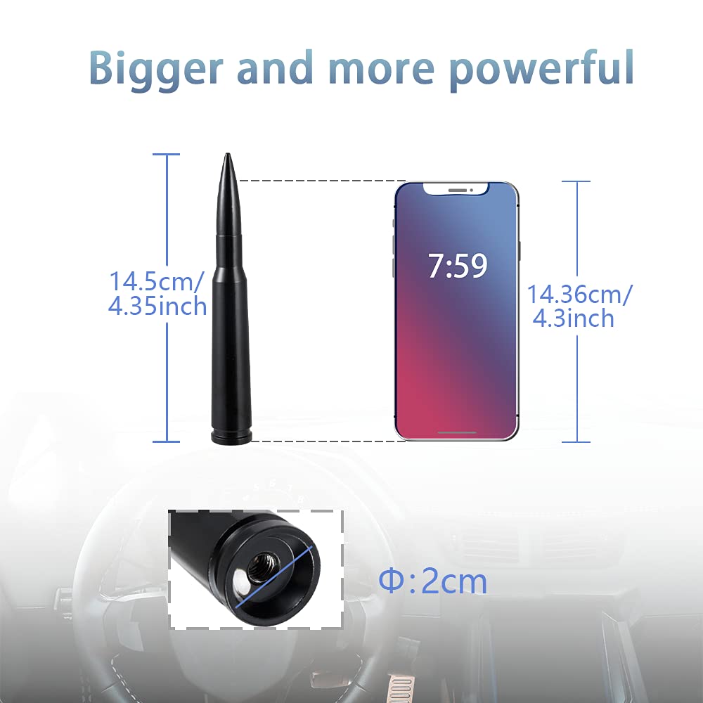 POBADY Car Truck Short Bullet Antenna Mast Replacement 14.5CM/5.7IN Car Wash Proof Radio Antenna for FM AM Black Vehicle Car Antenna
