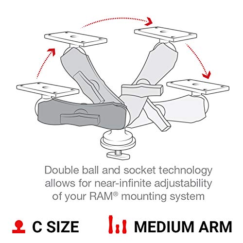 RAM Mounts Track Ball Marine Electronics Mount with B Size 1" Ball, Adjustable Track Mount for Fish Finders & GPS, 2" x 4" Plate RAM-202-24-354-TRA1U