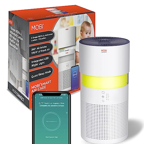MOBI Air Purifier 4 in 1 Smart Wi-Fi Air Purifier & Humidifier with Removable Water Tank & Filter, 3 Stage Filtration System, Covers up to 1095 ft²