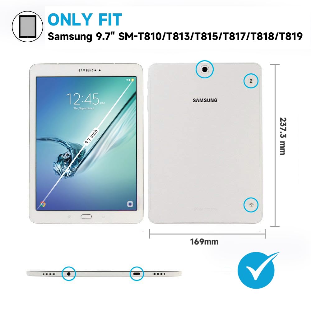 DreamerX for Samsung Galaxy Tab S2 9.7 Case, Heavy Duty Rugged Full-Body Drop Protection Multi-Angle Viewing Shockproof Silicone Cover with 360 Degree
