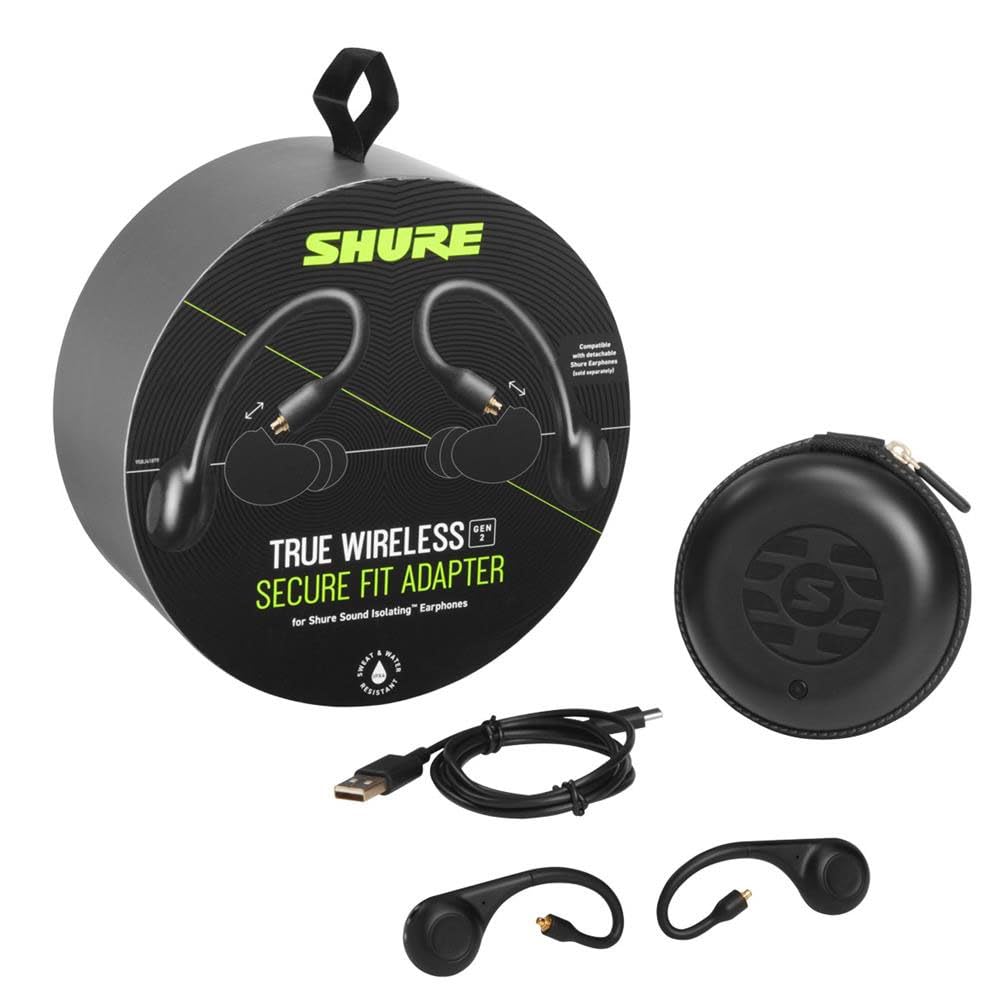Shure True Wireless Adapter Gen 2 for Sound Isolating Earphones, Secure Over-Ear Fit, Bluetooth 5, 32-Hour Battery with Charging Case (RMCE-TW2)