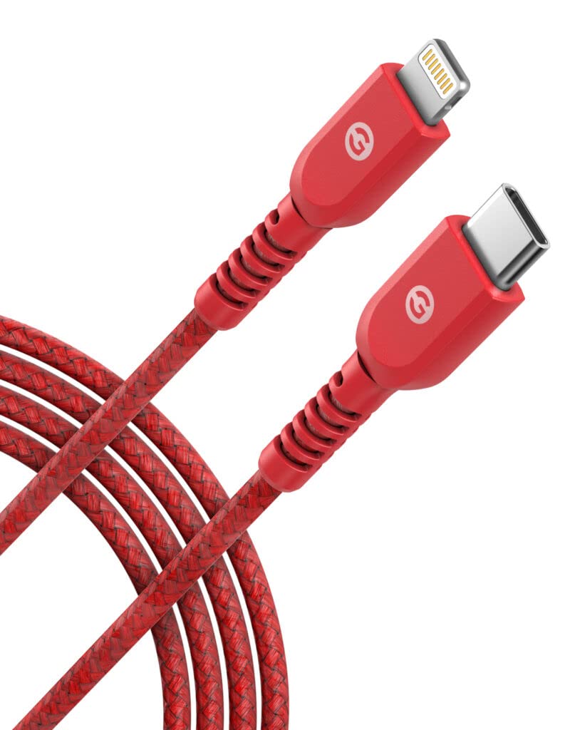 GALVANOX Braided Nylon Lightning to USB C Cable [2 Pack] 5 FT Apple MFi Certified Fast Charging iPhone Charger for iPhone 11/12/13/14 Pro Max (Red)