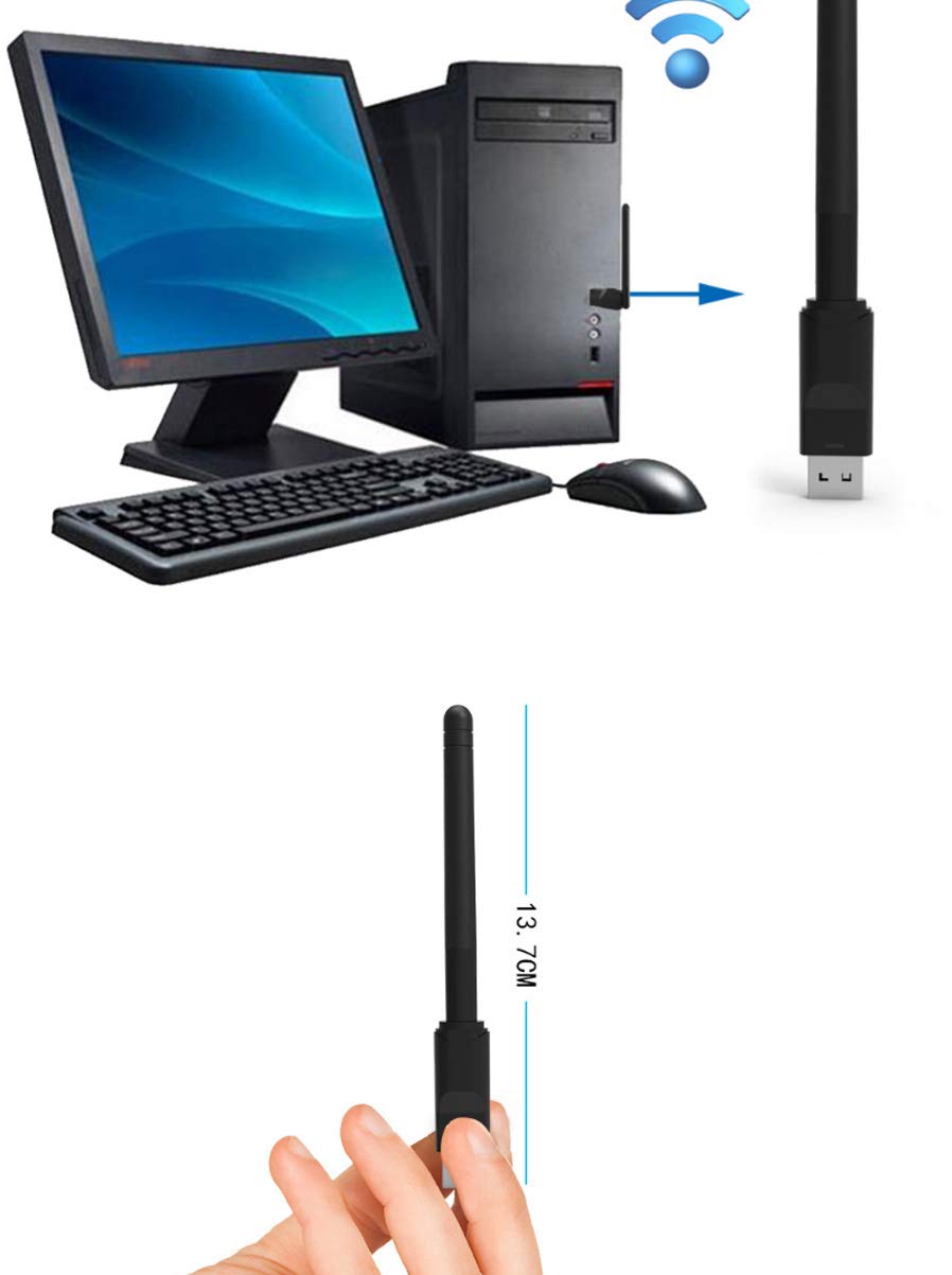 RT5370 USB 2.0 150mbps WiFi Wireless Network Card 802.11 B/g/n LAN Adapter with Rotatable Antenna Black-GOLDEN BLUE