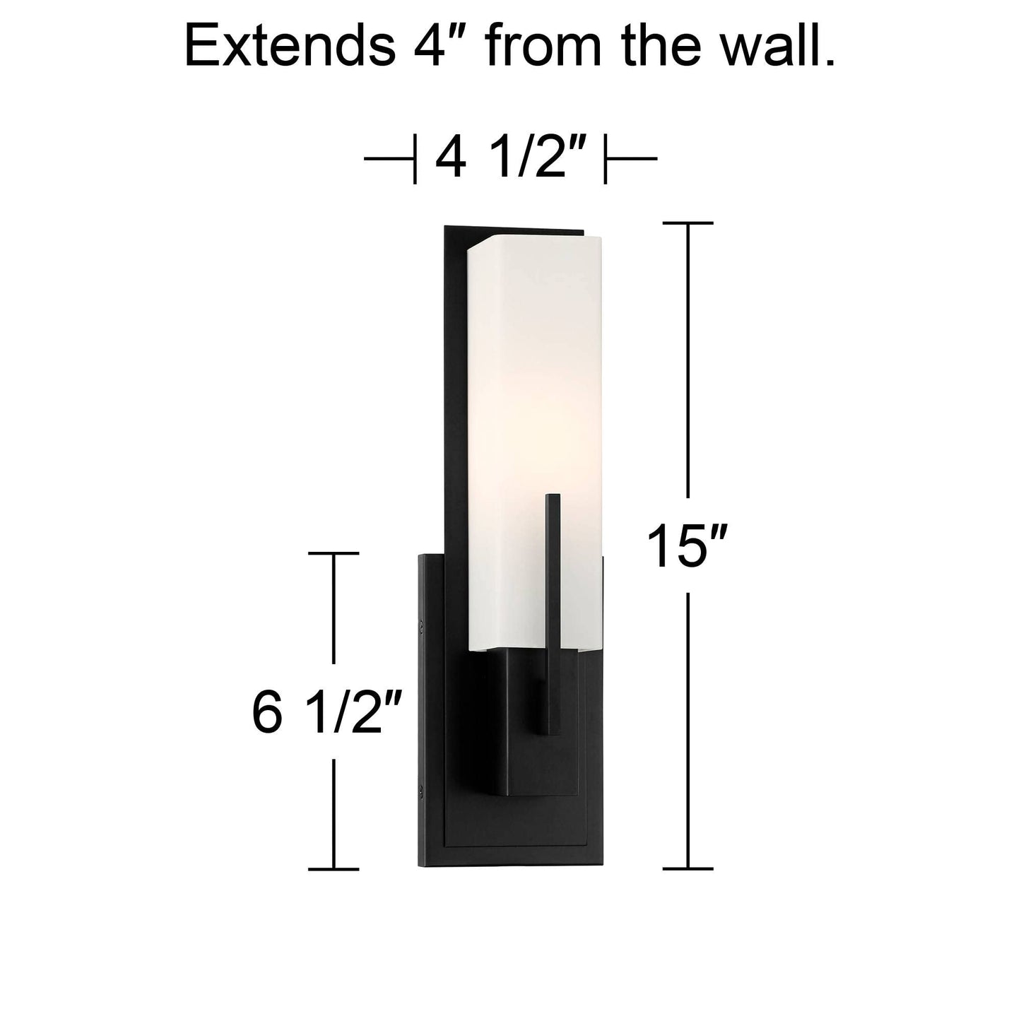 Possini Euro Design Midtown Modern Wall Light Sconce Black Hardwired 4 1/2" Fixture Opal White Glass Rectangular Shade for Bedroom Bedside Bathroom