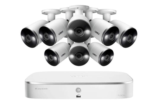 Lorex N4K2SD-88WB Surveillance System Featuring N842A82 Fusion 4K 2TB NVR and 8 E892AB 4K 8MP Active Deterrence Bullet Camera