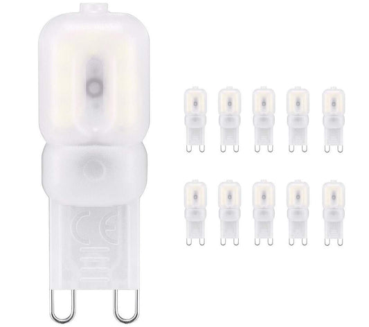 G9 LED Bulbs 6000K Daylight White 3W Dimmable Frosted Light Lamps 30W Halogen Equivalent 450 Lumen CRI >90Ra T4 G9 Bi-Pin Base 120V,10 Pack