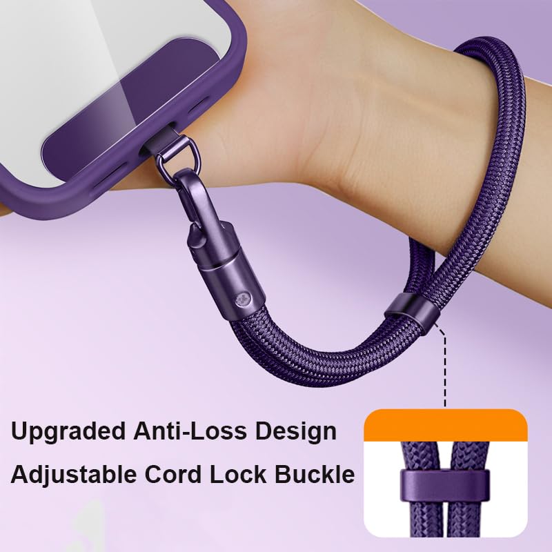 newplenty Phone Wrist Strap Lanyard,Universal Anti-Slip Cell Phone Lanyard with Stainless Patch,Adjustable Wrist Strap for Smartphones (Lilac Purple)