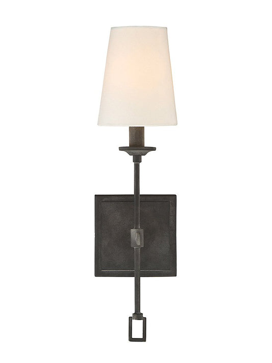 Savoy House 9-9004-1-88 Lorainne Rustic Traditional Soft White Fabric Wall Sconce, 1-Light 60 Watt, 18" H x 5" W, Oxidized Black